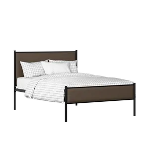 Brest Slim iron/metal upholstered bed in black with storm grey fabric - Thumbnail