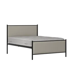 Brest iron/metal upholstered bed in black with Silver fabric - Thumbnail