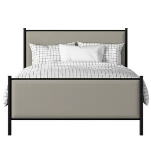 Brest iron/metal upholstered bed in black with Silver fabric - Thumbnail