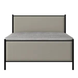 Brest iron/metal upholstered bed in black with Silver fabric - Thumbnail