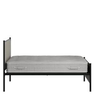 Brest iron/metal upholstered bed in black with Silver fabric - Thumbnail