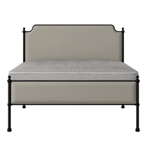 Miranda Slim iron/metal upholstered bed in black with Silver fabric - Thumbnail