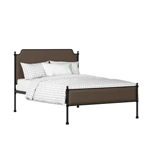 Miranda Slim iron/metal upholstered bed in black with storm grey fabric - Thumbnail