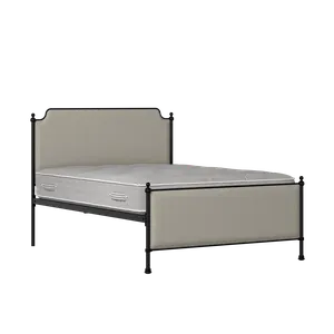 Miranda iron/metal upholstered bed in black with Silver fabric - Thumbnail