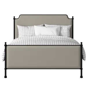 Miranda iron/metal upholstered bed in black with Silver fabric - Thumbnail