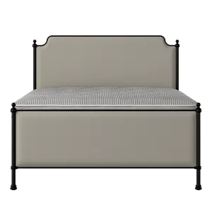 Miranda iron/metal upholstered bed in black with Silver fabric - Thumbnail