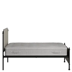 Miranda iron/metal upholstered bed in black with Silver fabric - Thumbnail