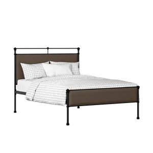 Nancy Slim iron/metal upholstered bed in black with storm grey fabric - Thumbnail