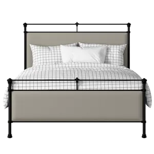 Nancy iron/metal upholstered bed in black with Silver fabric - Thumbnail