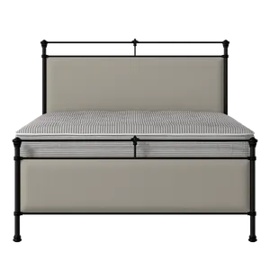 Nancy iron/metal upholstered bed in black with Silver fabric - Thumbnail