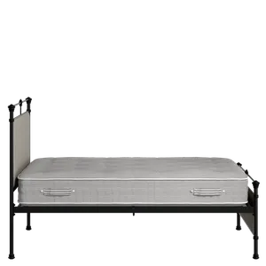 Nancy iron/metal upholstered bed in black with Silver fabric - Thumbnail