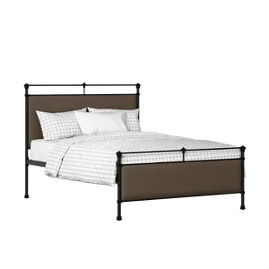 Nancy iron/metal upholstered bed in black with storm grey fabric - Thumbnail