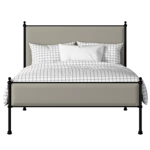 Neville Slim iron/metal upholstered bed in black with Silver fabric - Thumbnail