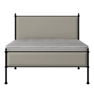 Neville Slim iron/metal upholstered bed in black with Silver fabric - Thumbnail