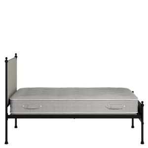 Neville Slim iron/metal upholstered bed in black with Silver fabric - Thumbnail