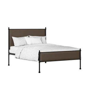 Neville Slim iron/metal upholstered bed in black with storm grey fabric - Thumbnail