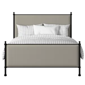 Neville iron/metal upholstered bed in black with Silver fabric - Thumbnail