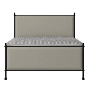 Neville iron/metal upholstered bed in black with Silver fabric - Thumbnail