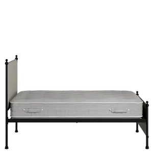 Neville iron/metal upholstered bed in black with Silver fabric - Thumbnail