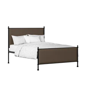 Neville iron/metal upholstered bed in black with storm grey fabric - Thumbnail