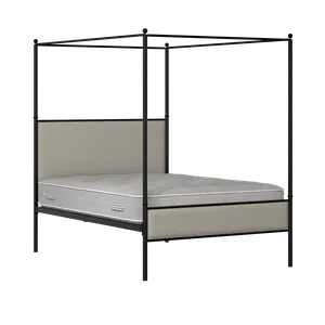 Reims Slim iron/metal upholstered bed in black with Silver fabric - Thumbnail