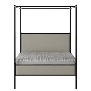 Reims Slim iron/metal upholstered bed in black with Silver fabric - Thumbnail