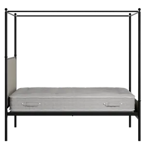 Reims Slim iron/metal upholstered bed in black with Silver fabric - Thumbnail