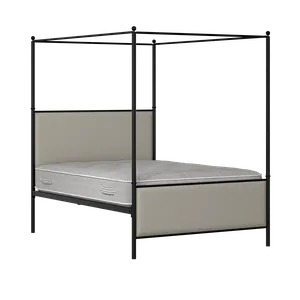 Reims iron/metal upholstered bed in black with Silver fabric - Thumbnail