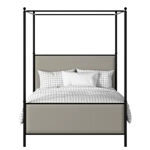 Reims iron/metal upholstered bed in black with Silver fabric - Thumbnail