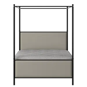 Reims iron/metal upholstered bed in black with Silver fabric - Thumbnail