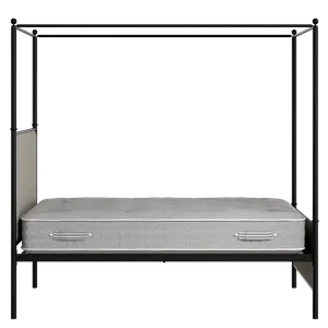 Reims iron/metal upholstered bed in black with Silver fabric - Thumbnail