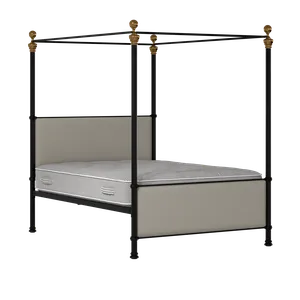 Riviere iron/metal upholstered bed in black with Silver fabric - Thumbnail