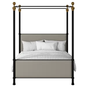 Riviere iron/metal upholstered bed in black with Silver fabric - Thumbnail