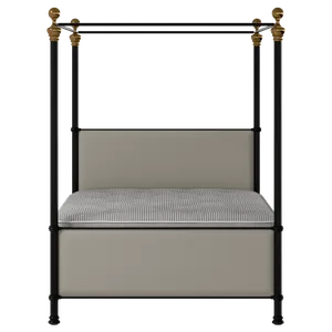 Riviere iron/metal upholstered bed in black with Silver fabric - Thumbnail