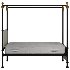 Riviere iron/metal upholstered bed in black with Silver fabric - Thumbnail