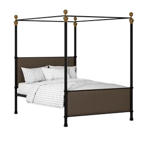 Riviere iron/metal upholstered bed in black with storm grey fabric - Thumbnail