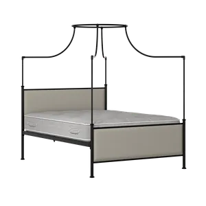 Waterloo iron/metal upholstered bed in black with Silver fabric - Thumbnail