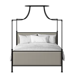 Waterloo iron/metal upholstered bed in black with Silver fabric - Thumbnail