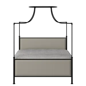 Waterloo iron/metal upholstered bed in black with Silver fabric - Thumbnail