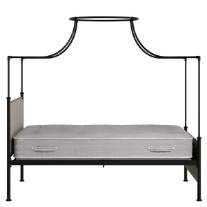 Waterloo iron/metal upholstered bed in black with Silver fabric - Thumbnail