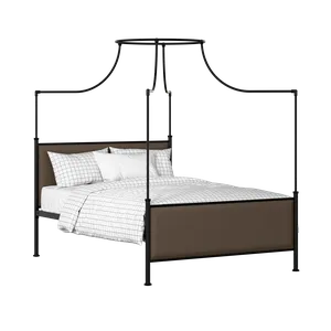 Waterloo iron/metal upholstered bed in black with storm grey fabric - Thumbnail