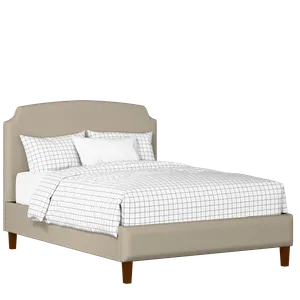 Poole Slim upholstered bed in oatmeal fabric - Thumbnail