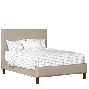 Porto Slim upholstered bed in oatmeal fabric - Thumbnail