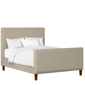 Porto upholstered bed in oatmeal fabric - Thumbnail