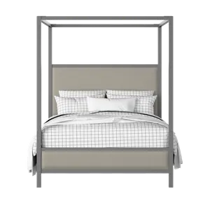 Byron Slim Upholstered wood upholstered upholstered bed in grey with Silver fabric - Thumbnail