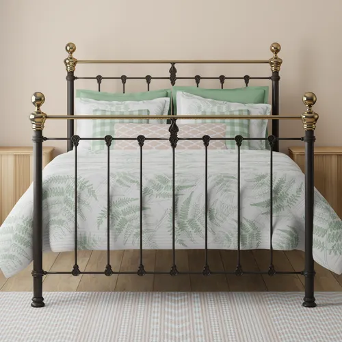 Victorian King Size Vintage Farmhouse Solid Brass Bed, Hamilton